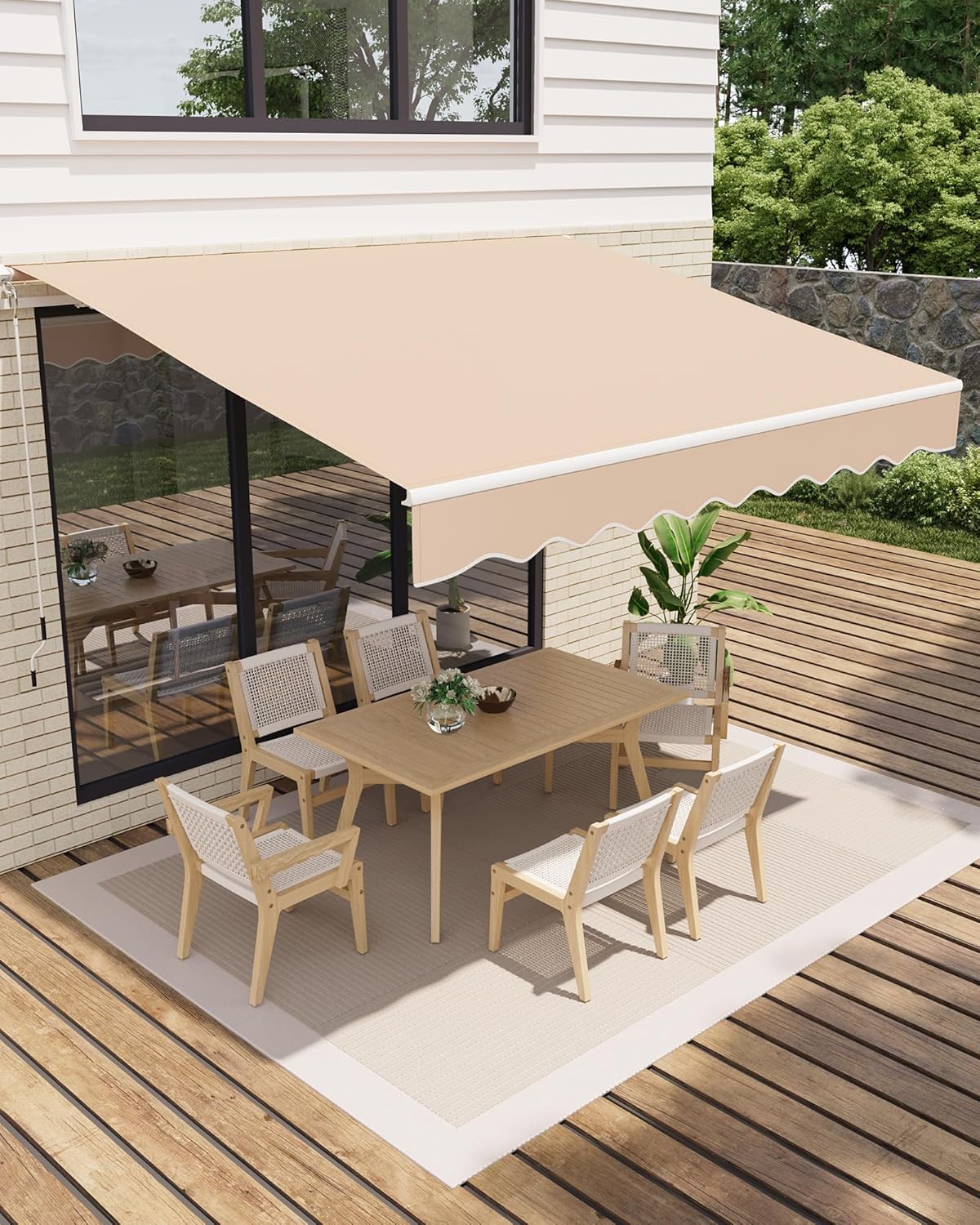 GarveeHome Gelenkarmmarkise 300 x 250 cm, UV50+ & wasserabweisend, mit Kurbel & Wandhalterung Länge + Winkel einstellbar, Markise für Terrasse & Balkon, Sonnenschutz Balkonmarkise Gelenkmarkise