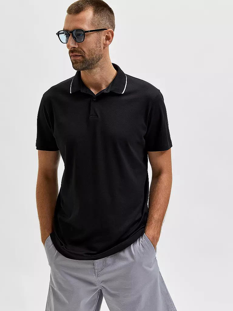 SELECTED Poloshirt SLHLEROY COOLMAX schwarz