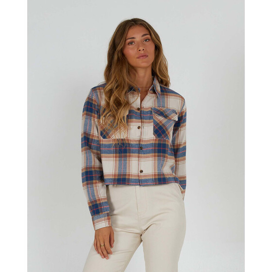 Salty Crew Stay Golden Crop Flannel Natural Women FA24