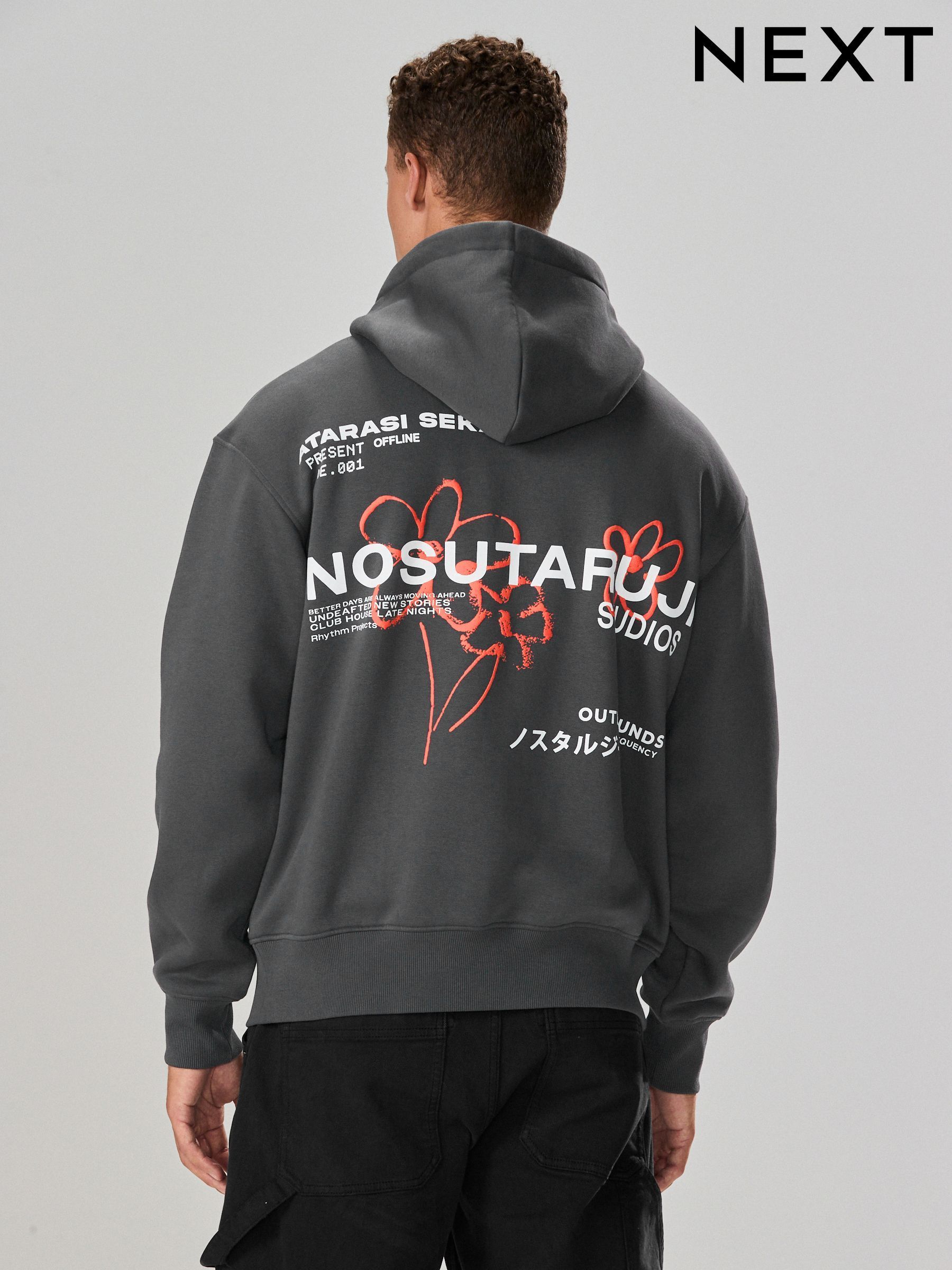 Leisteen grijs - Hoodie met grafische print