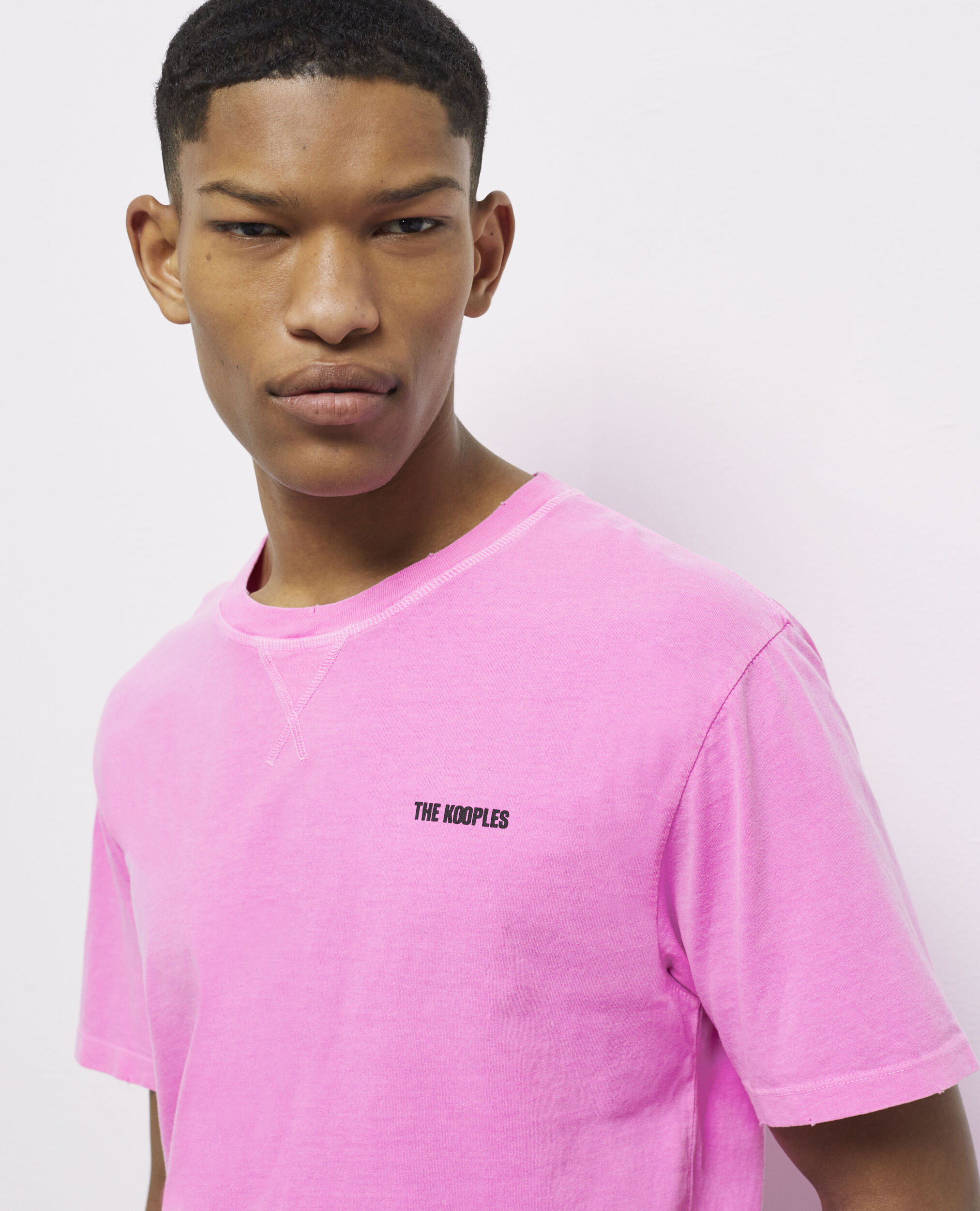 T-shirt rose fluo avec logo