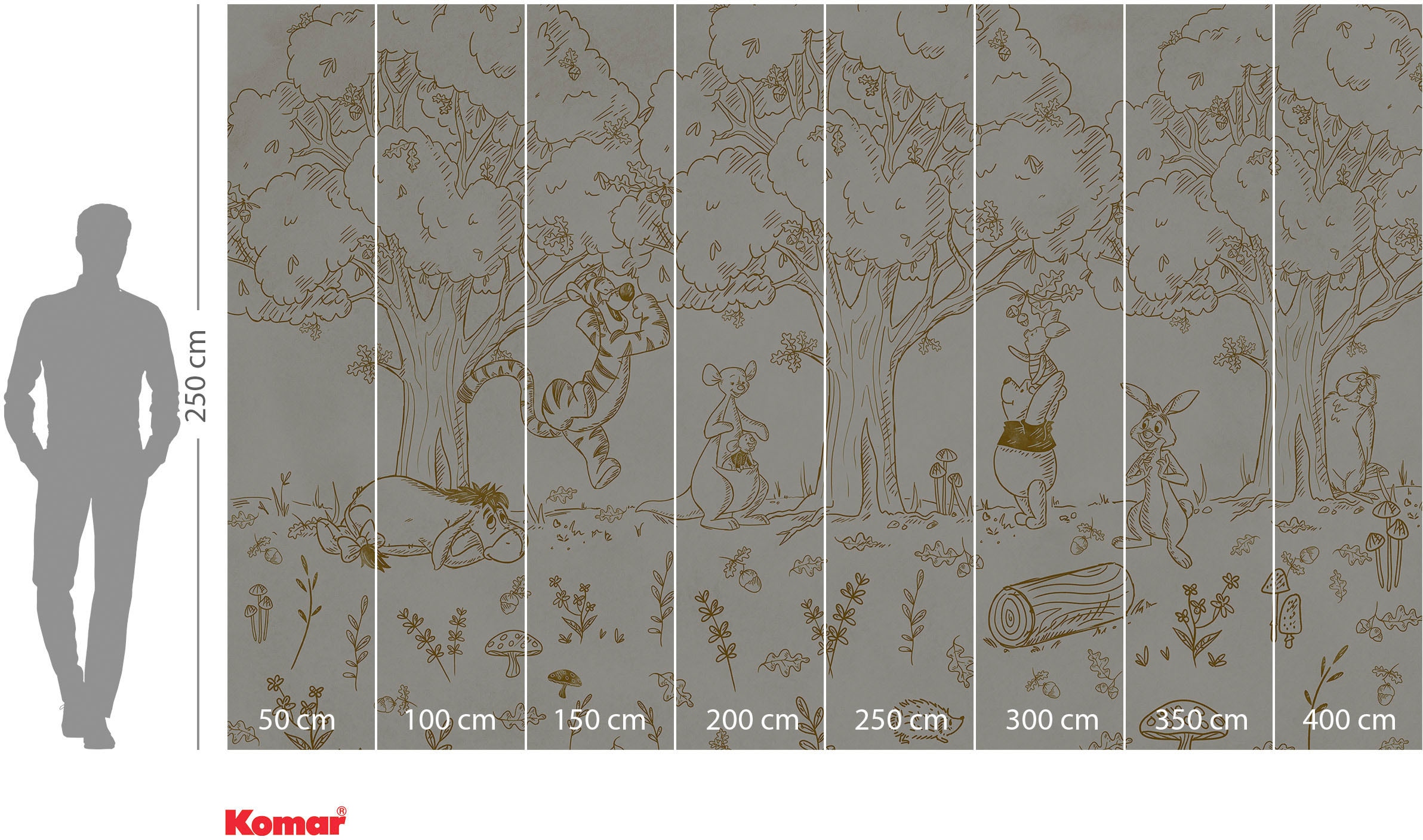 Komar Fototapete »Digitaldruck Vlies -  Winnie the Pooh Outdoors - Grösse 400 x 250 cm« bedruckt glatt Kinderzimmer