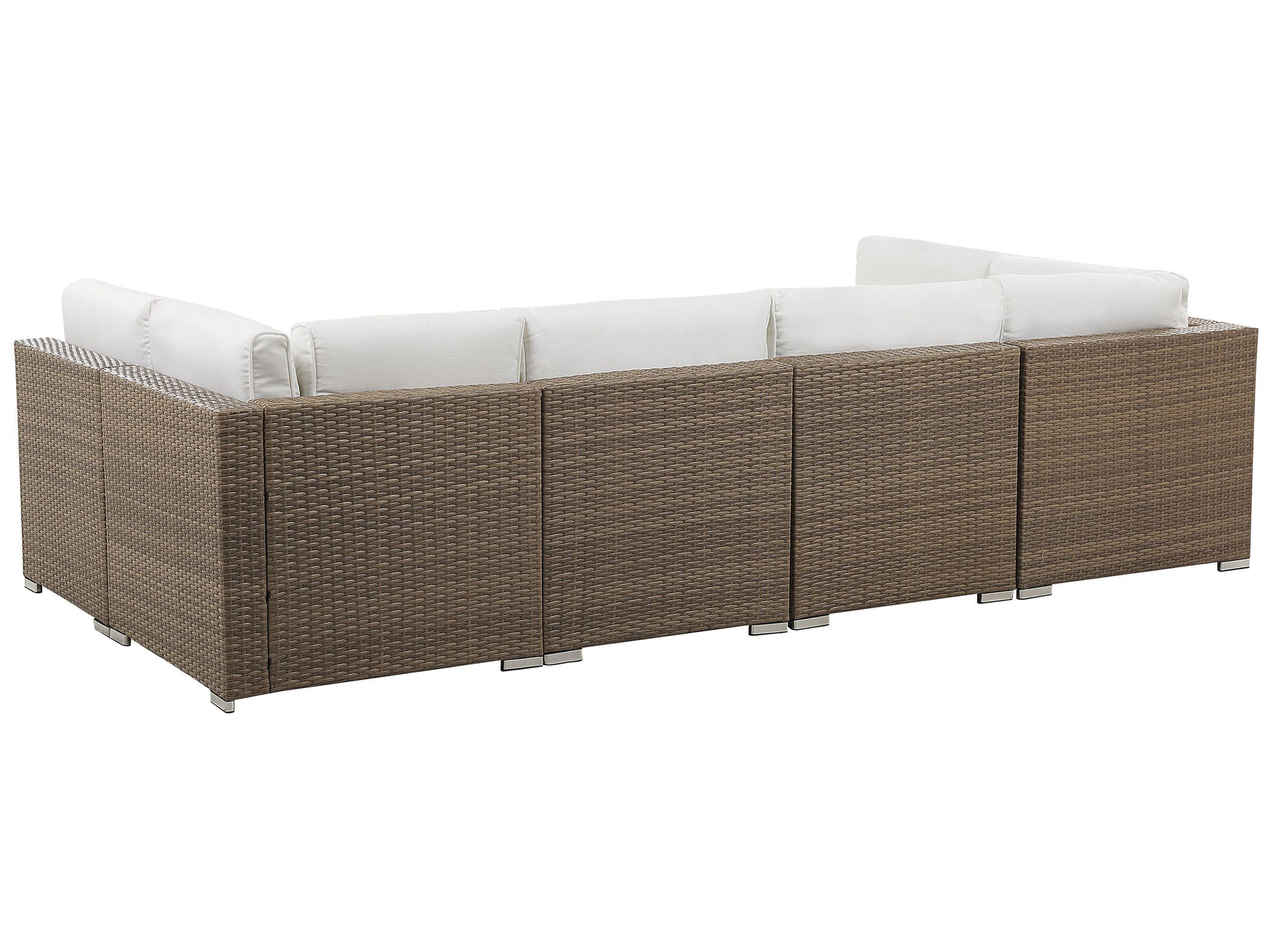 Tuin hoekloungeset met tafel 6-zits BELVEDERE PE rotan Wit