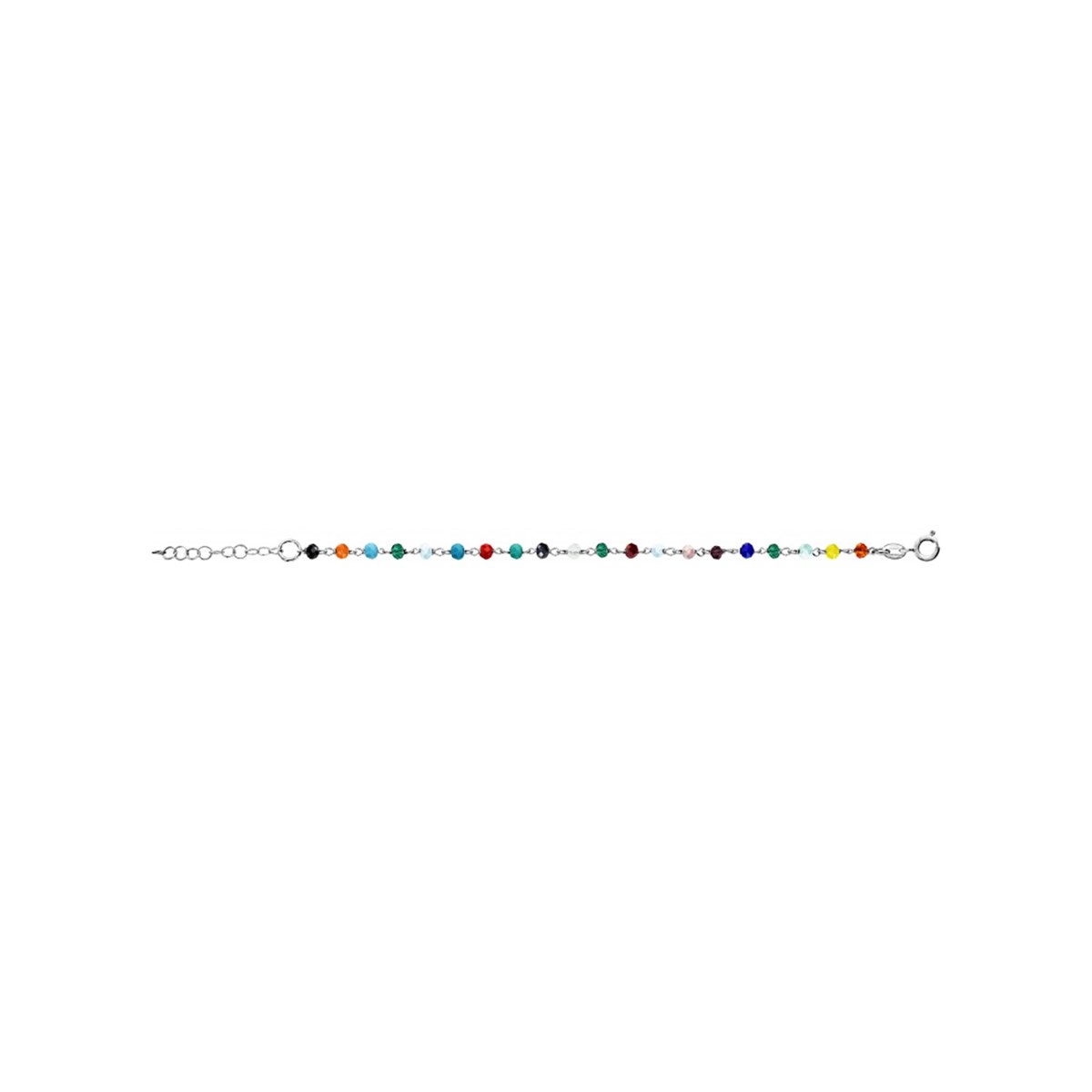 Bracelet Argent - Boules facettes multicolores
