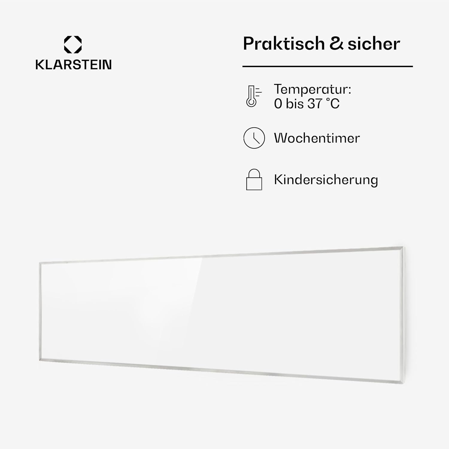 Klarstein Infrarotheizung mit Thermostat, 300W Elektroheizung, Smart Home Bild-Infrarotheizung zur Wandmontage, IR mit IoT/WiFi App-Control, Feuchtraum Flach-Heizkörper, CO2-Freie Wand Heizung