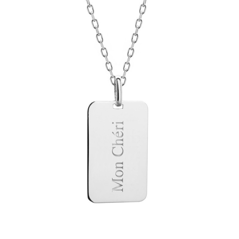 Collier argent 925 homme - gravure MON CHÉRI