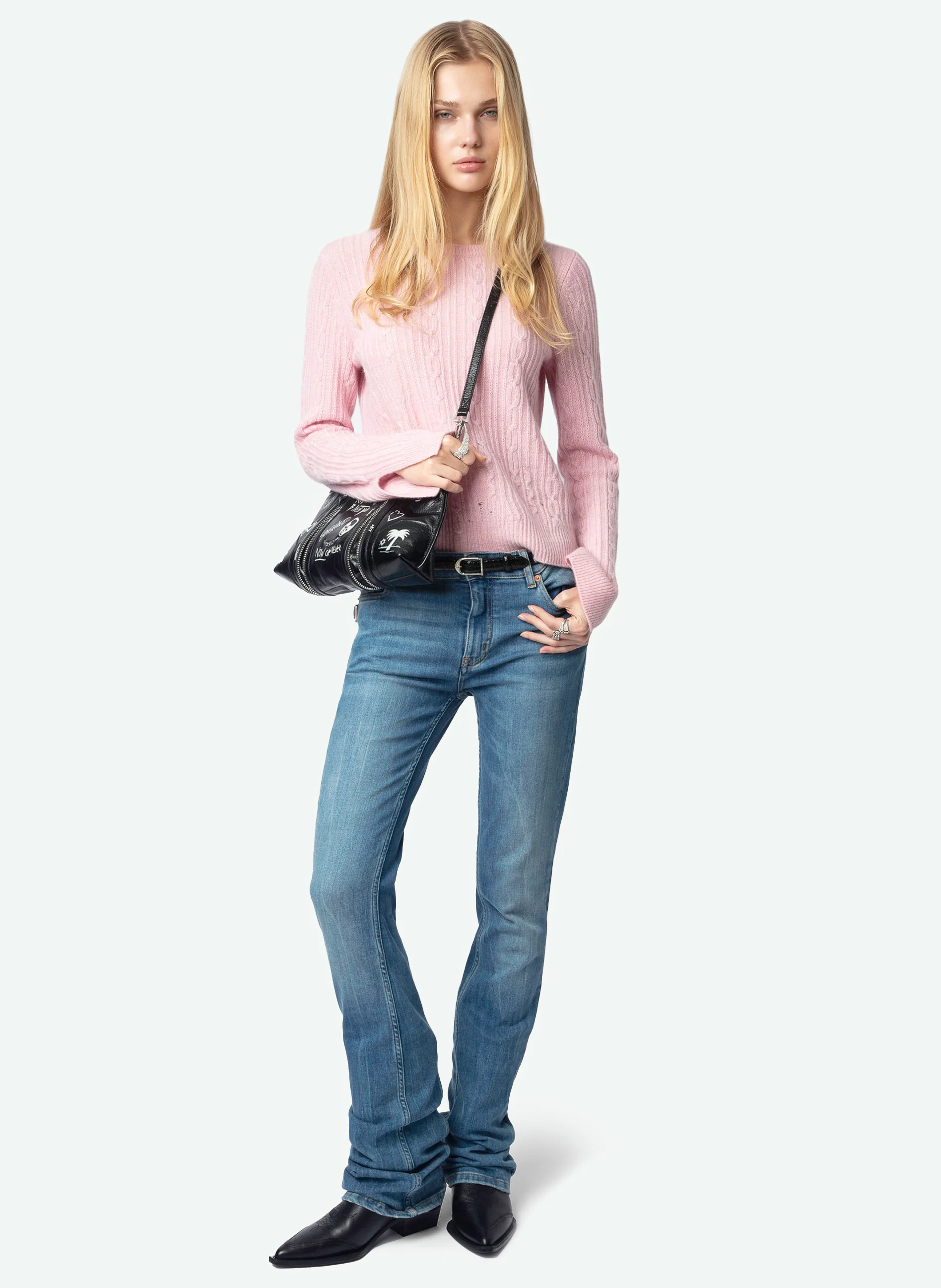 JONASSON - Pull ajouré en cachemire | Rose