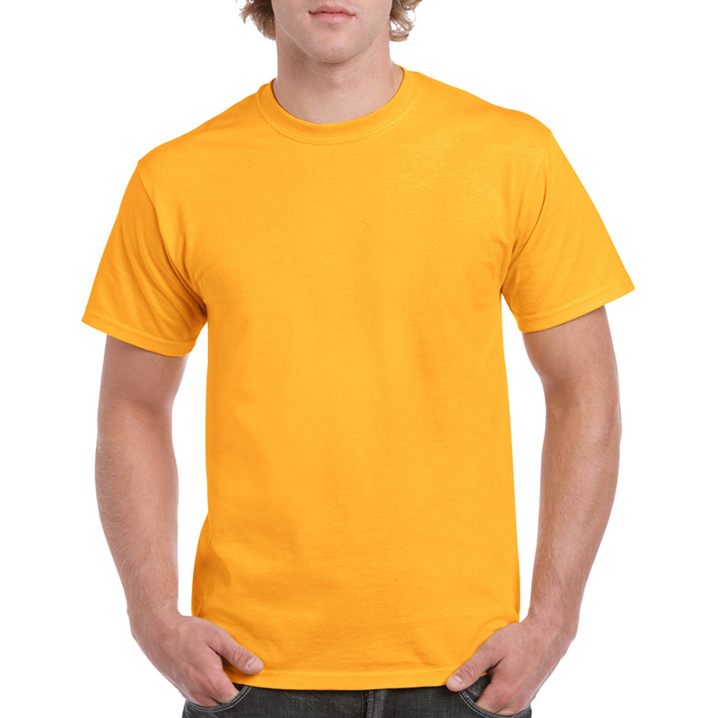 Camiseta básica de manga curta Gildan Heavy Cotton, 100% algodão grosso.