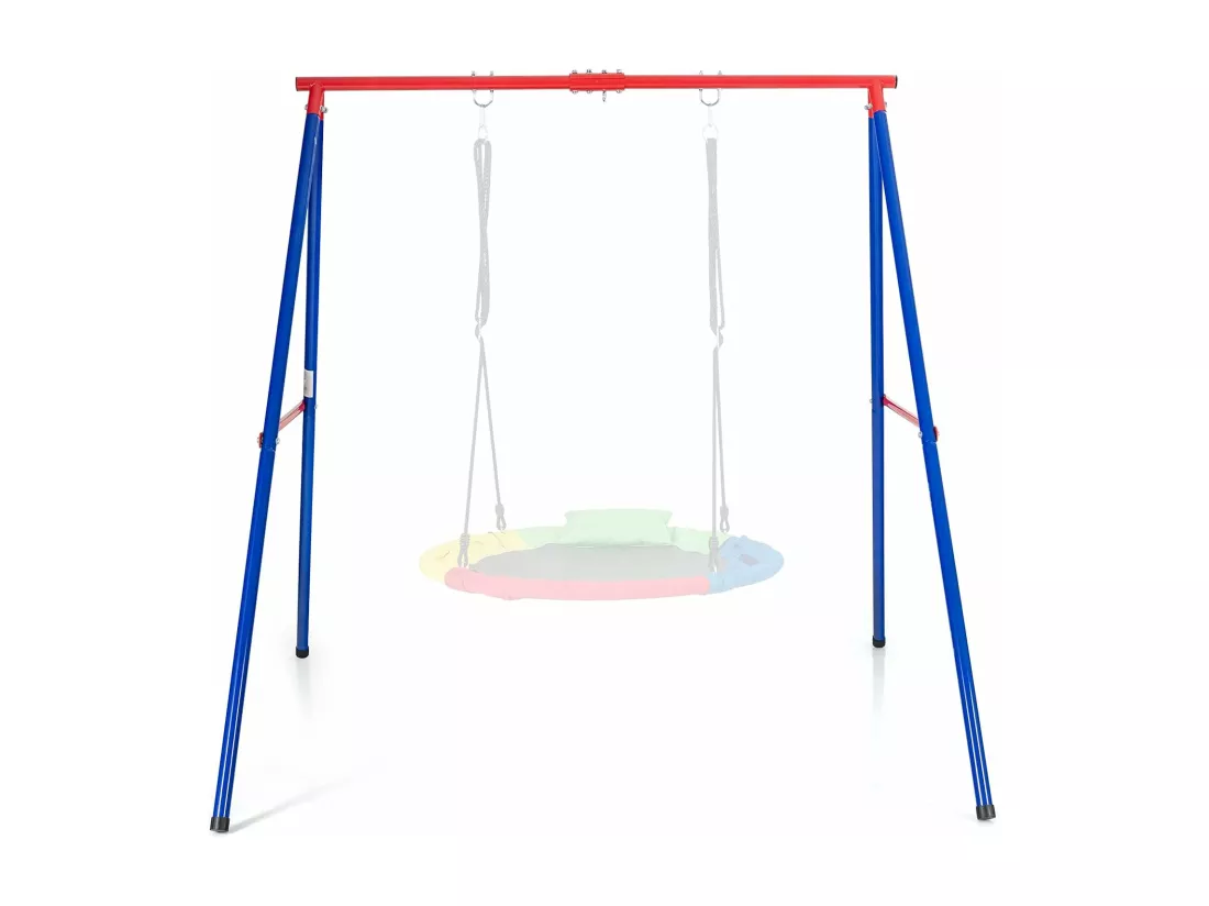 Portique de Balançoire en Métal avec Structure en A, Support de Balançoire avec Tapis Antidérapant, Charge 250kg pour Intérieur et Extérieur, 194 x 184 x 180 cm, sans Balançoire (Rouge)