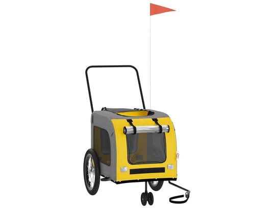VIDAXL - Remorque de vélo pour chien jaune et gris tissu oxford et fe...