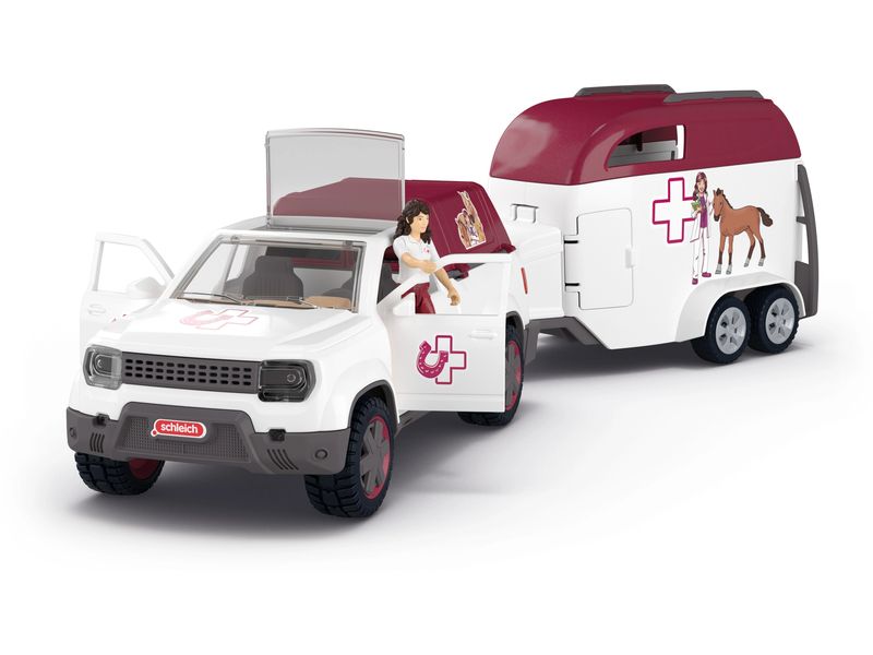 Schleich Spielfigurenset Horse Club Mobile Tierärztin mit A Playset Tierärztin mit mobilem Anhänger