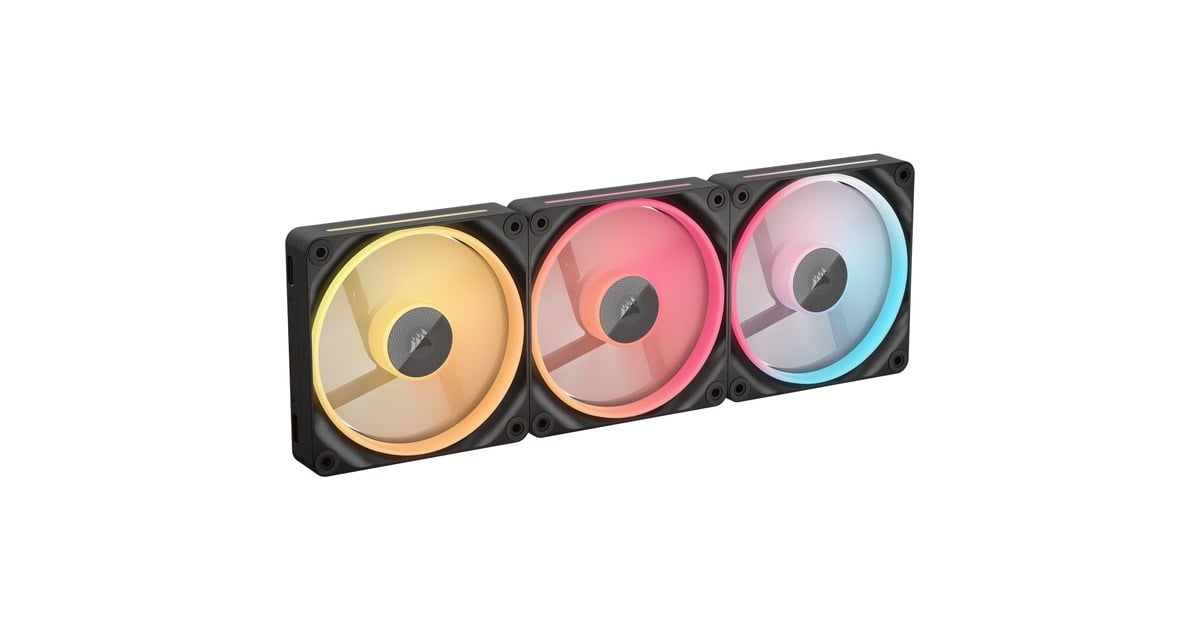CorsairiCUE LINK LX120-R RGB Reverse Starterskit case fans  (Zwart, 3 stuks, 120 x 120 x 25 mm, PWM)