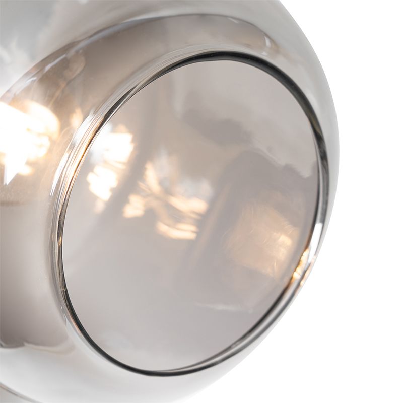 Plafondspot zwart met goud met smoke glas 3-lichts - Zuzanna