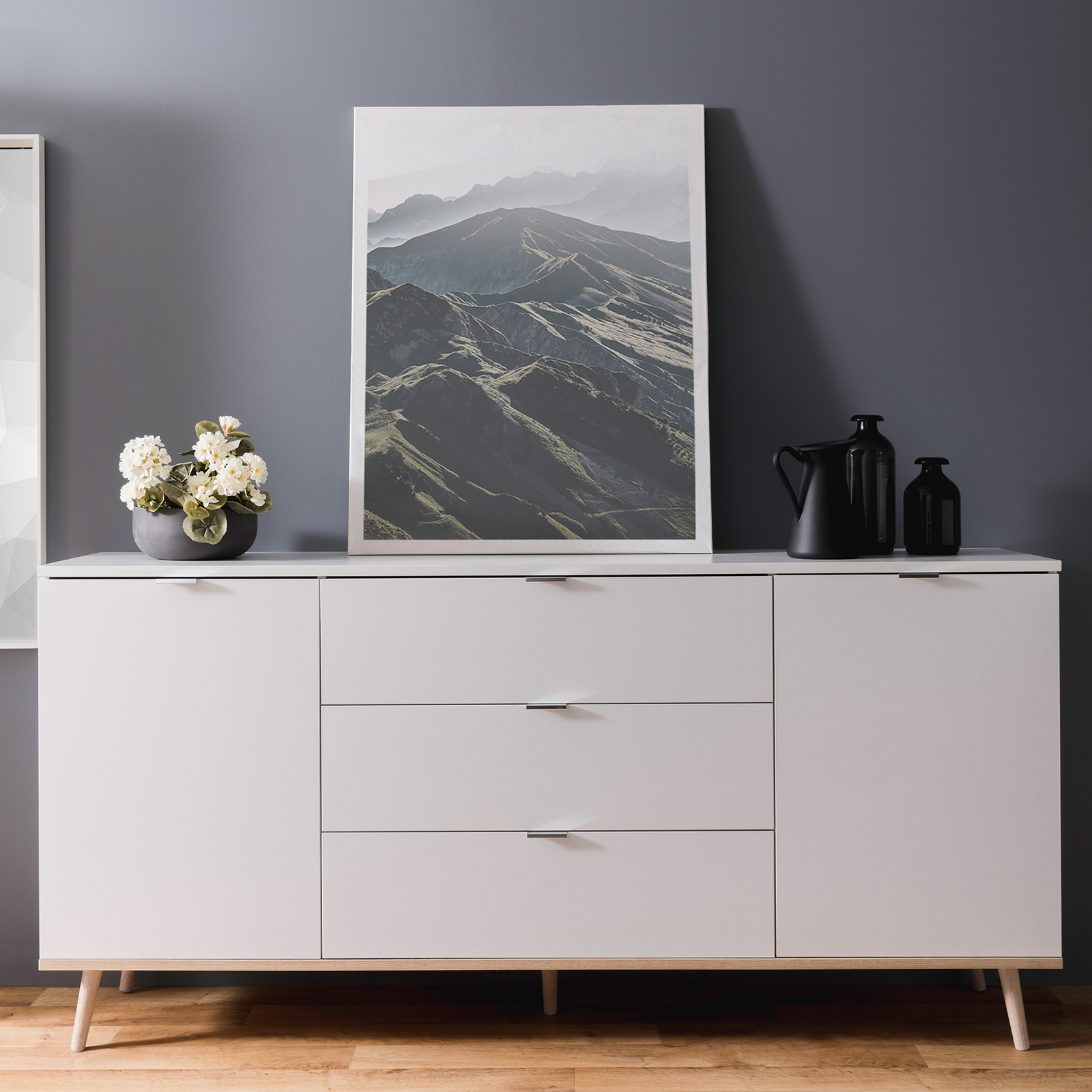 Sideboard GÖTEBORG - weiß-Sonoma Eiche - 180 cm breit