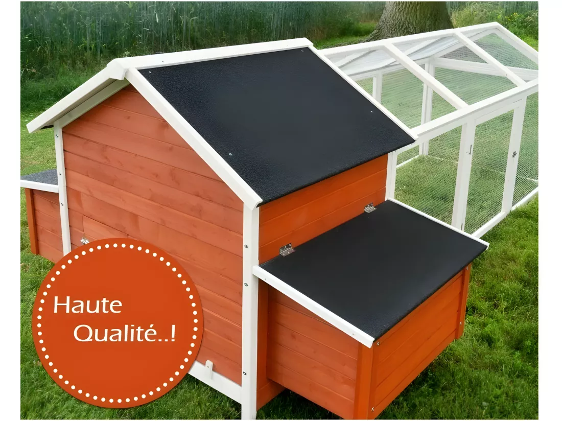 Poulailler en bois pour jardin extérieure Cage Canard avec Nichoir Modèle: 158 Betty rouge 171 x 90 x 113 cm SANS extension