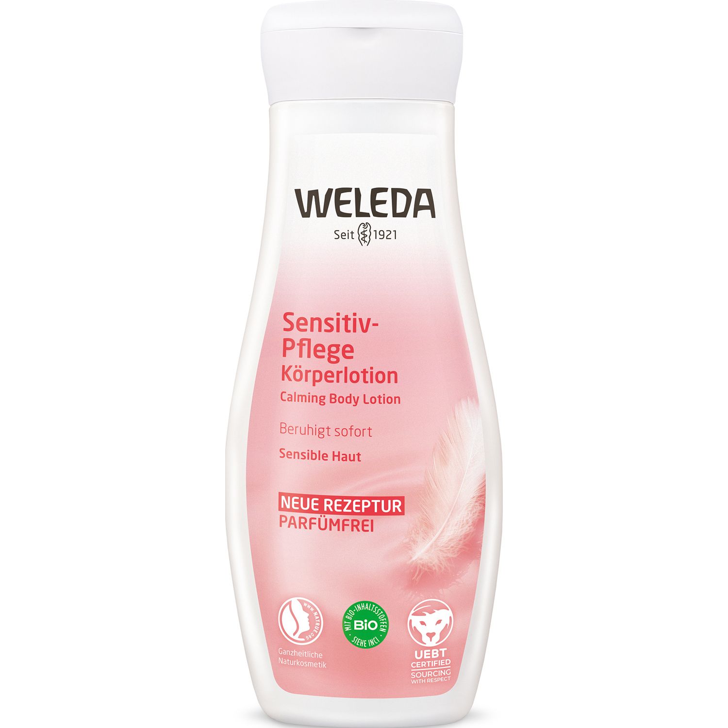 Weleda Sensitiv-Pflege Körperlotion - pflegt und beruhigt empfindliche Haut sofort, parfümfrei