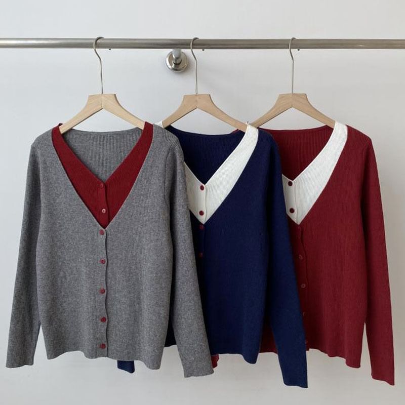 Rred - Mock tweedelig V-hals tweekleurig vest