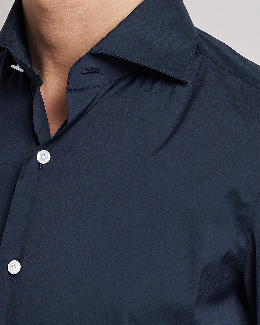 Finamore Napoli Milano Slim Fit Stretch Shirt Navy