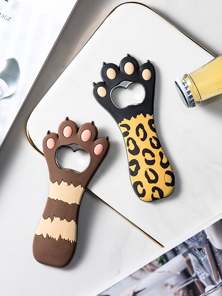 Koringa - Koelkastmagneet met kattenpoot, stippen, cactus en fruit als flesopener (verschillende ontwerpen)