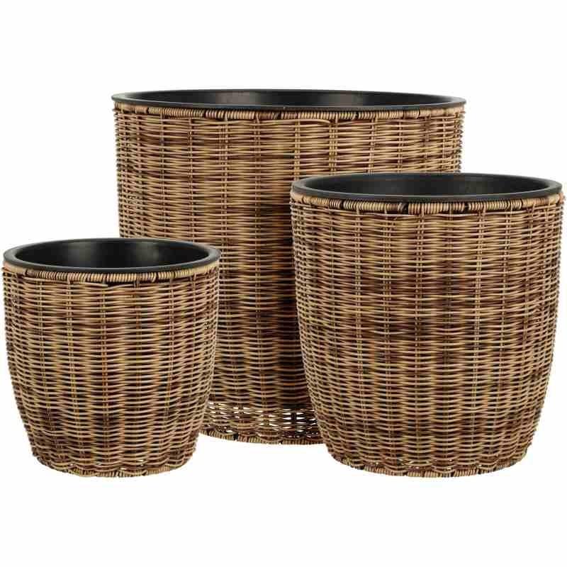 CACHE POT ROND ROTIN D.40CM