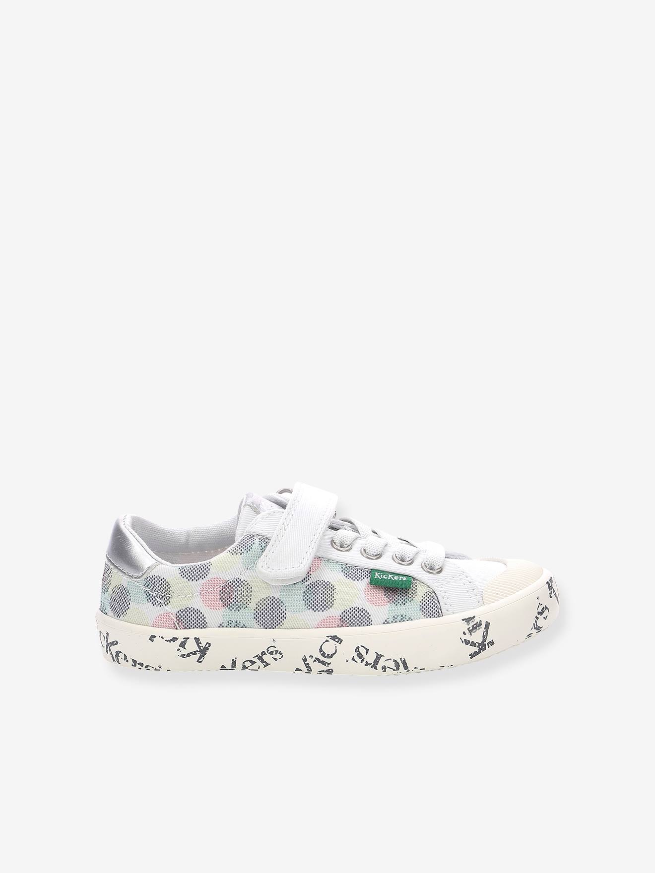 Tênis KICKERS® Gody Gold para meninas, branco claro com estampa.