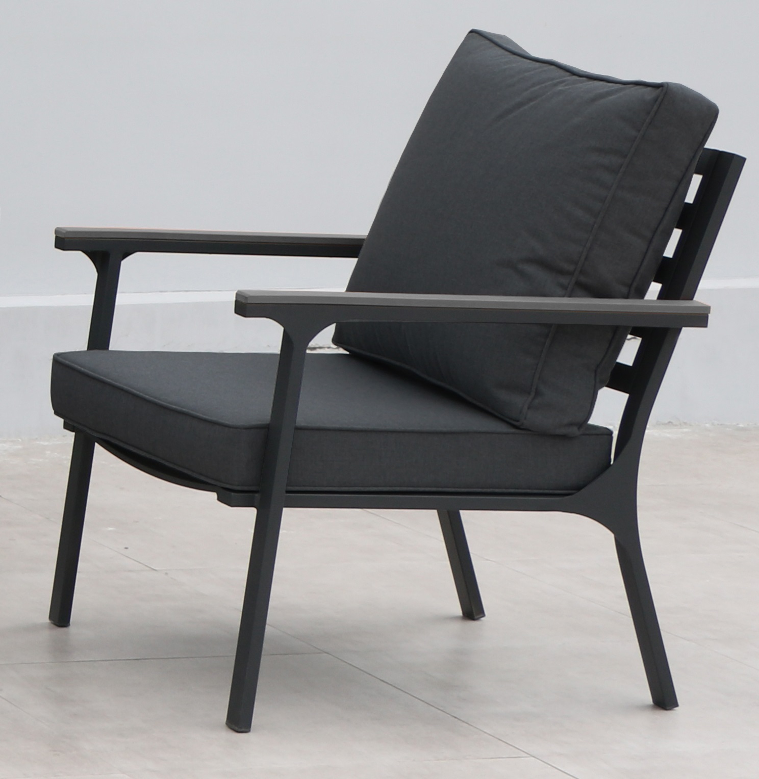4-teiliges Lounge-Set - anthrazit-grau - mit Polster