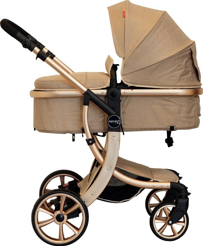 Bellaby - Nieuwe Luxe Kinderwagen 2 In 1 - Goudkleurig - Aluminium