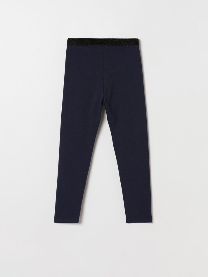 Calça legging básica de fleece - Azul-marinho