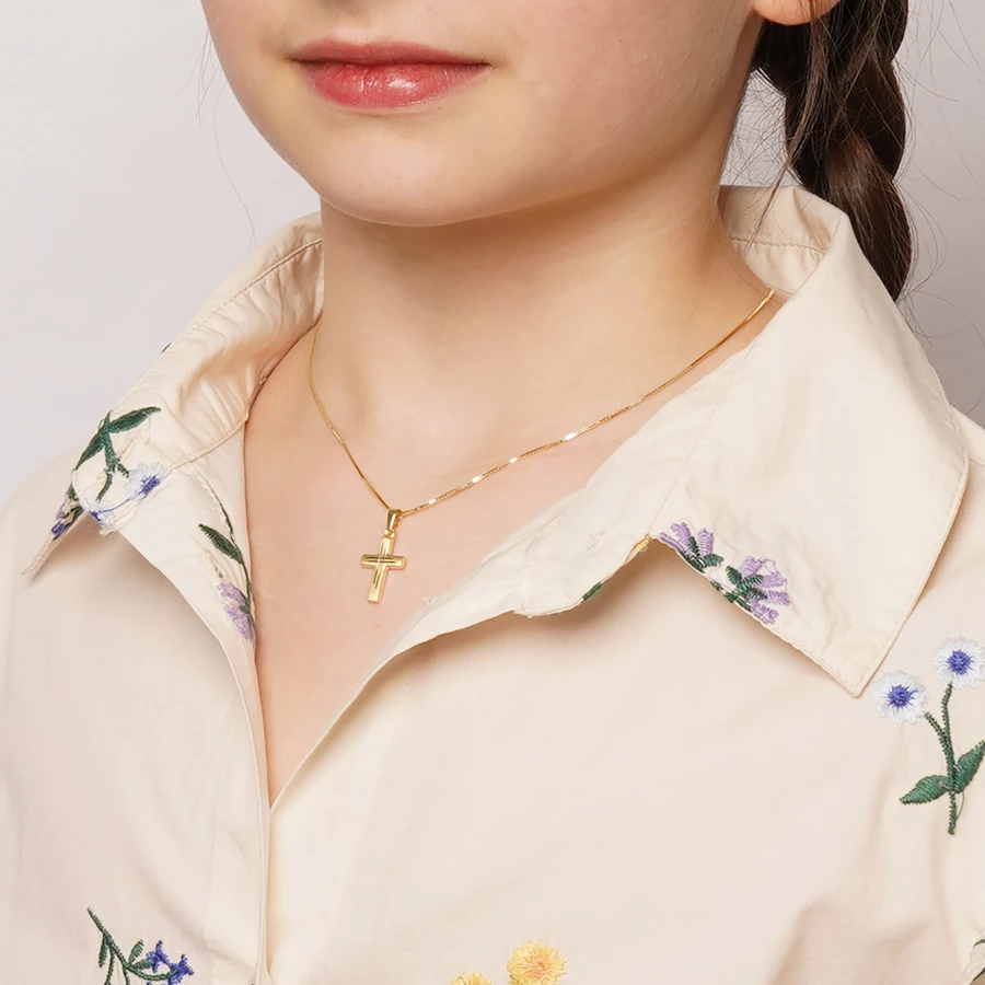 trendor Kinder-Halskette mit Kreuz Gold 3338K gold