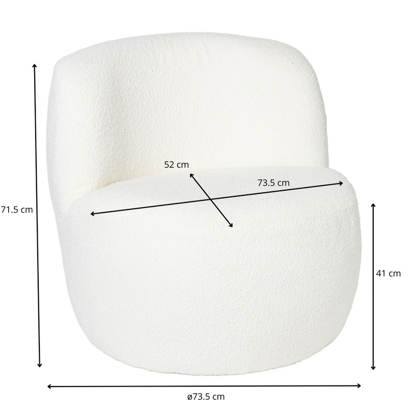 Teddy fauteuil - wit - ø73.5x71.5 cm
