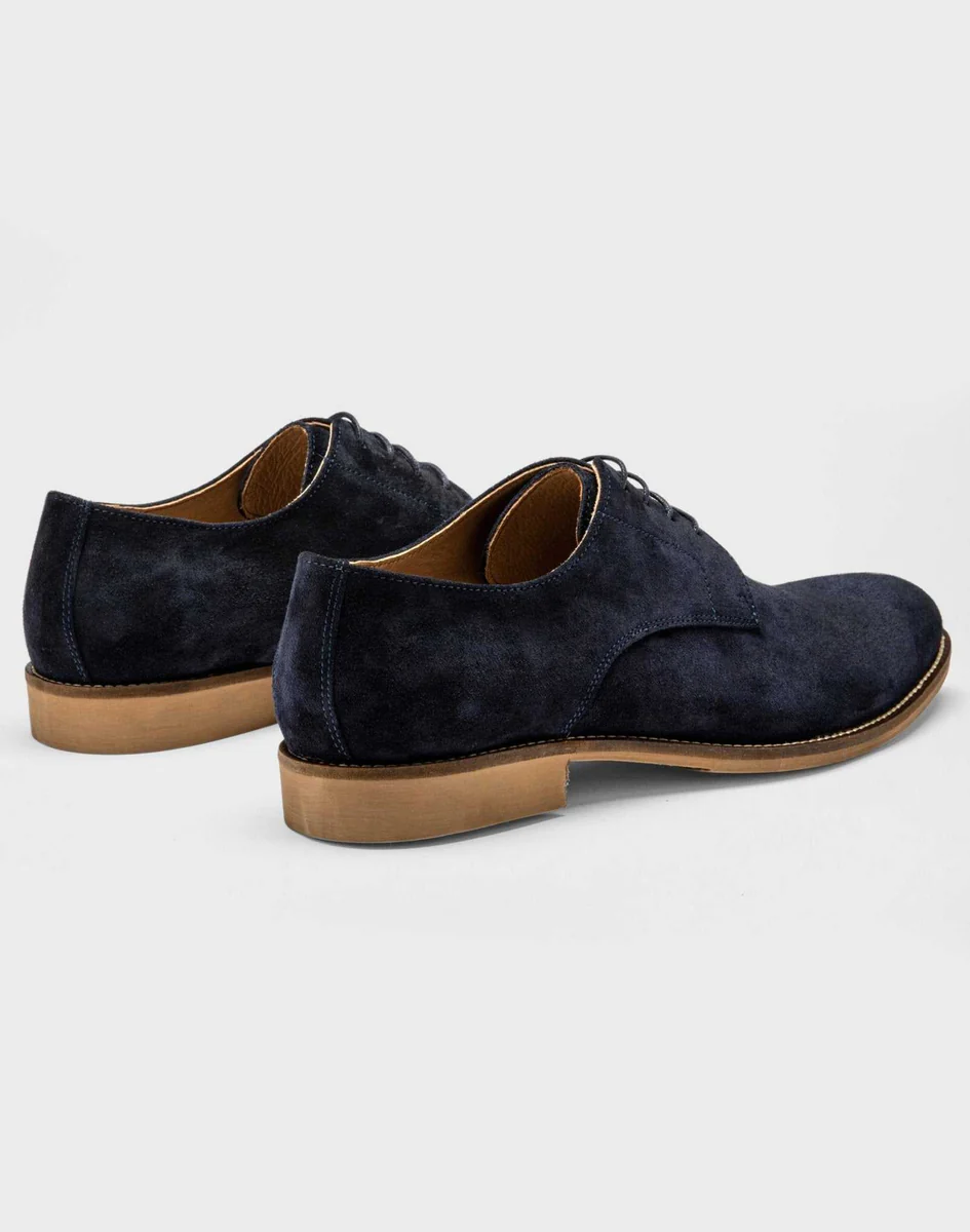 Derby cuir suédé bleu denim 