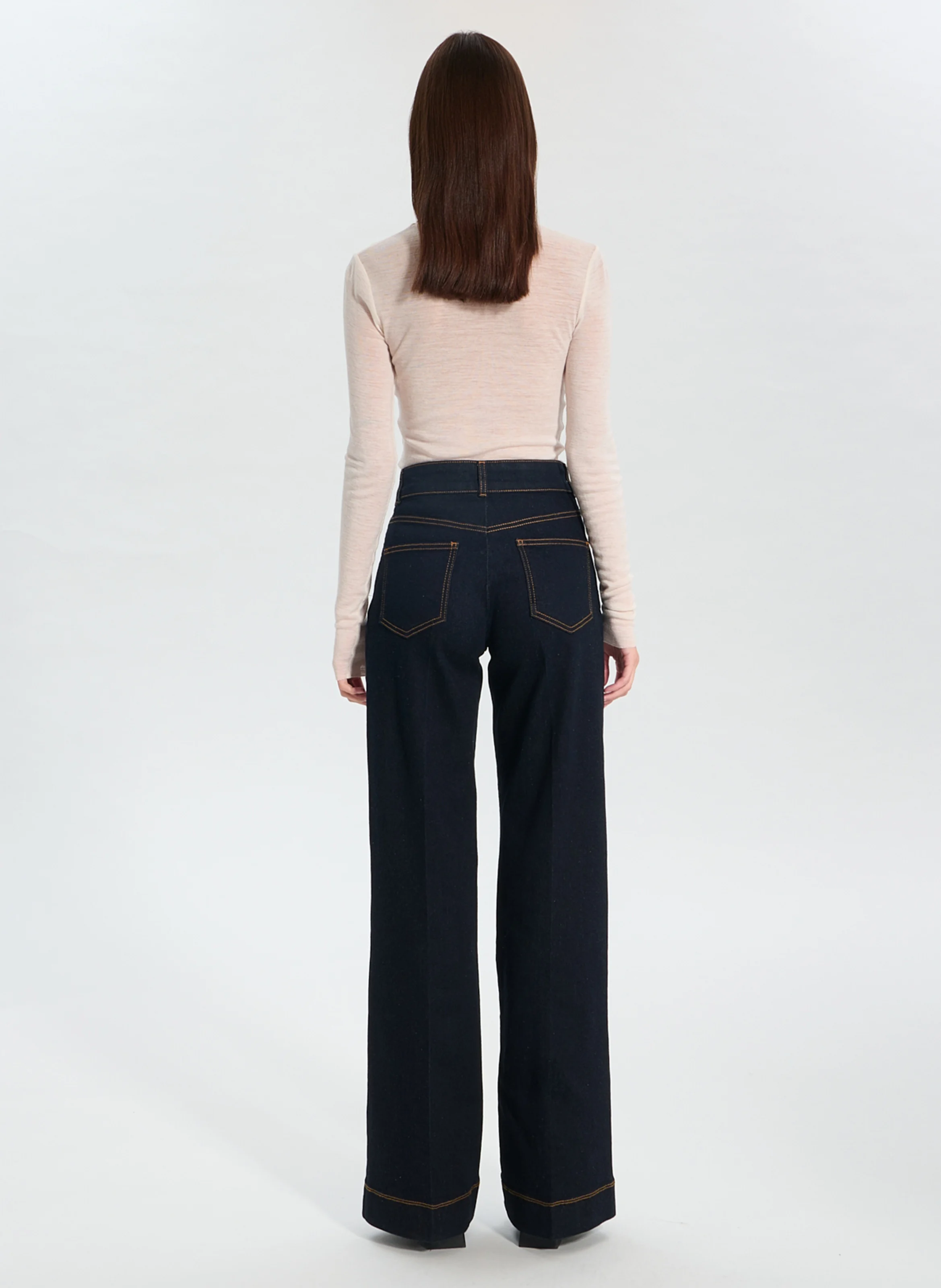 JESSIE - Jean palazzo taille haute en coton mélangé | Jean brut
