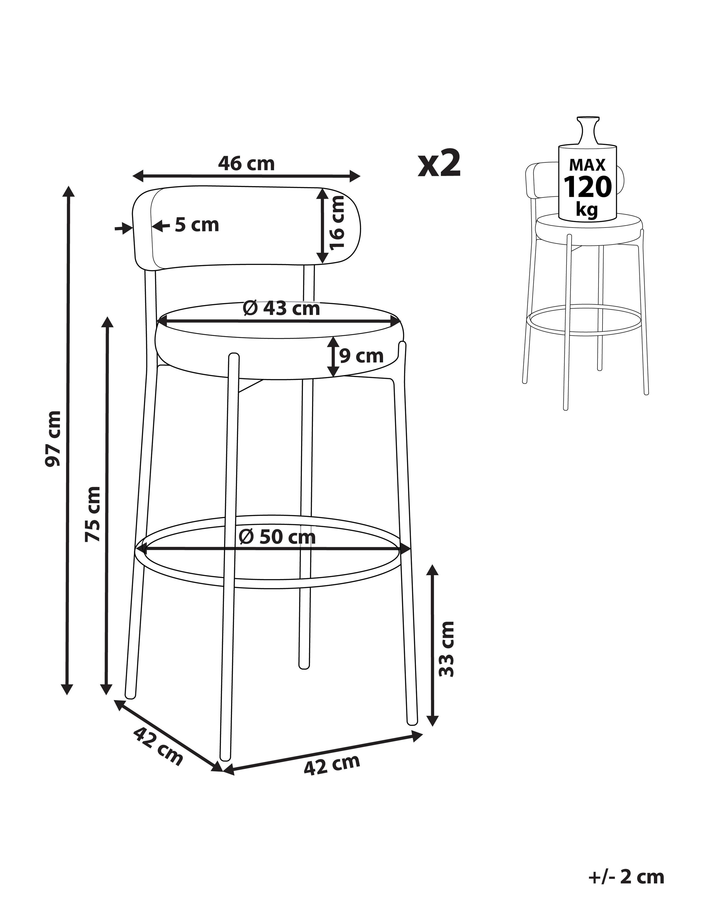 Set van 2 barstoelen ALLISON Bouclé Groen