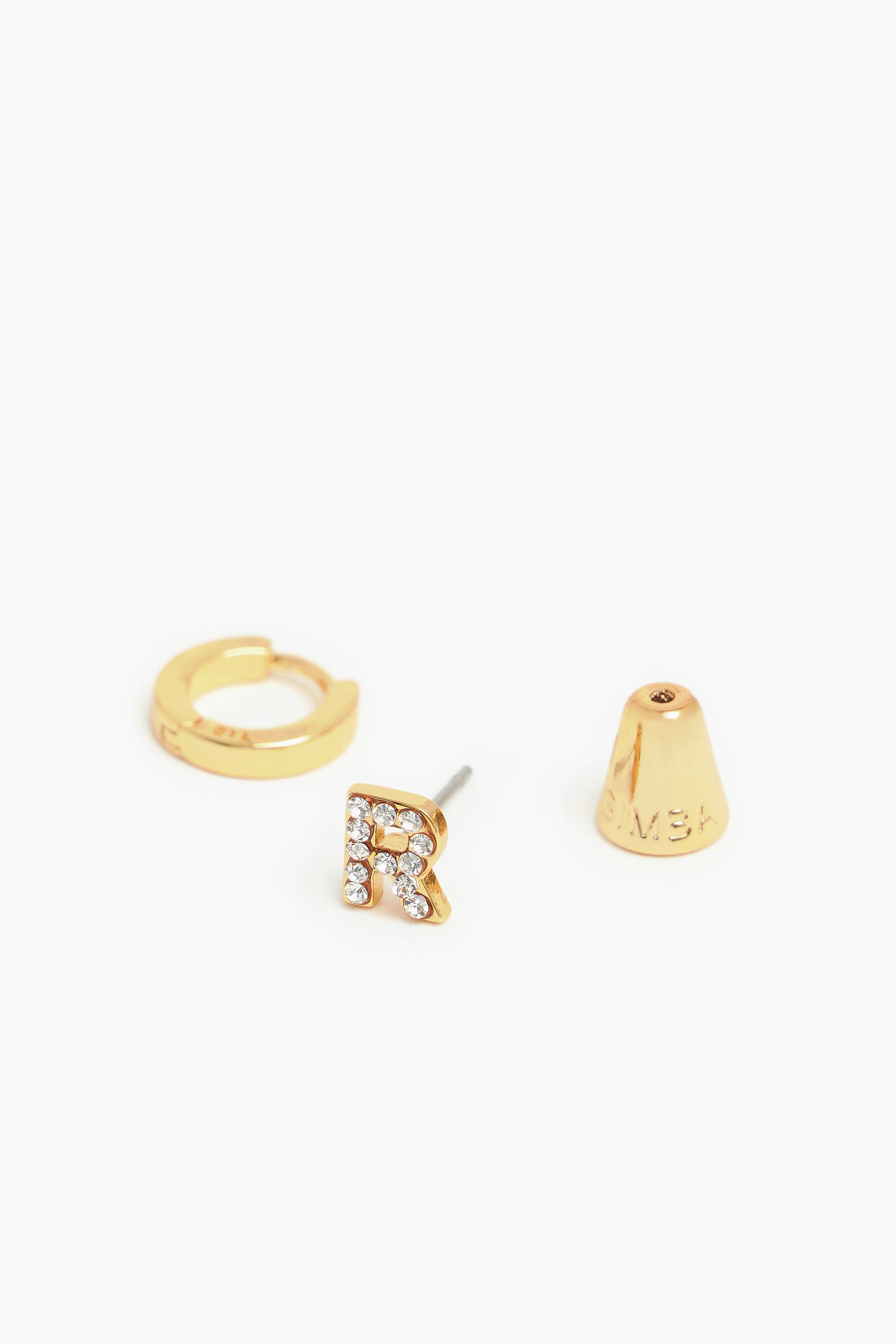 Mini brincos de argola com a letra R