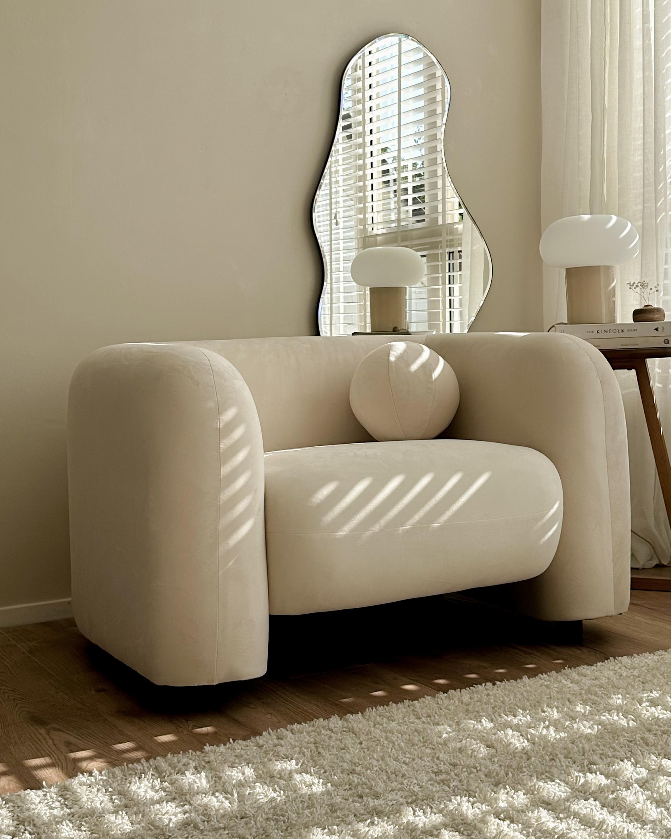 Fauteuil LEIREN Fluweel Gebroken wit