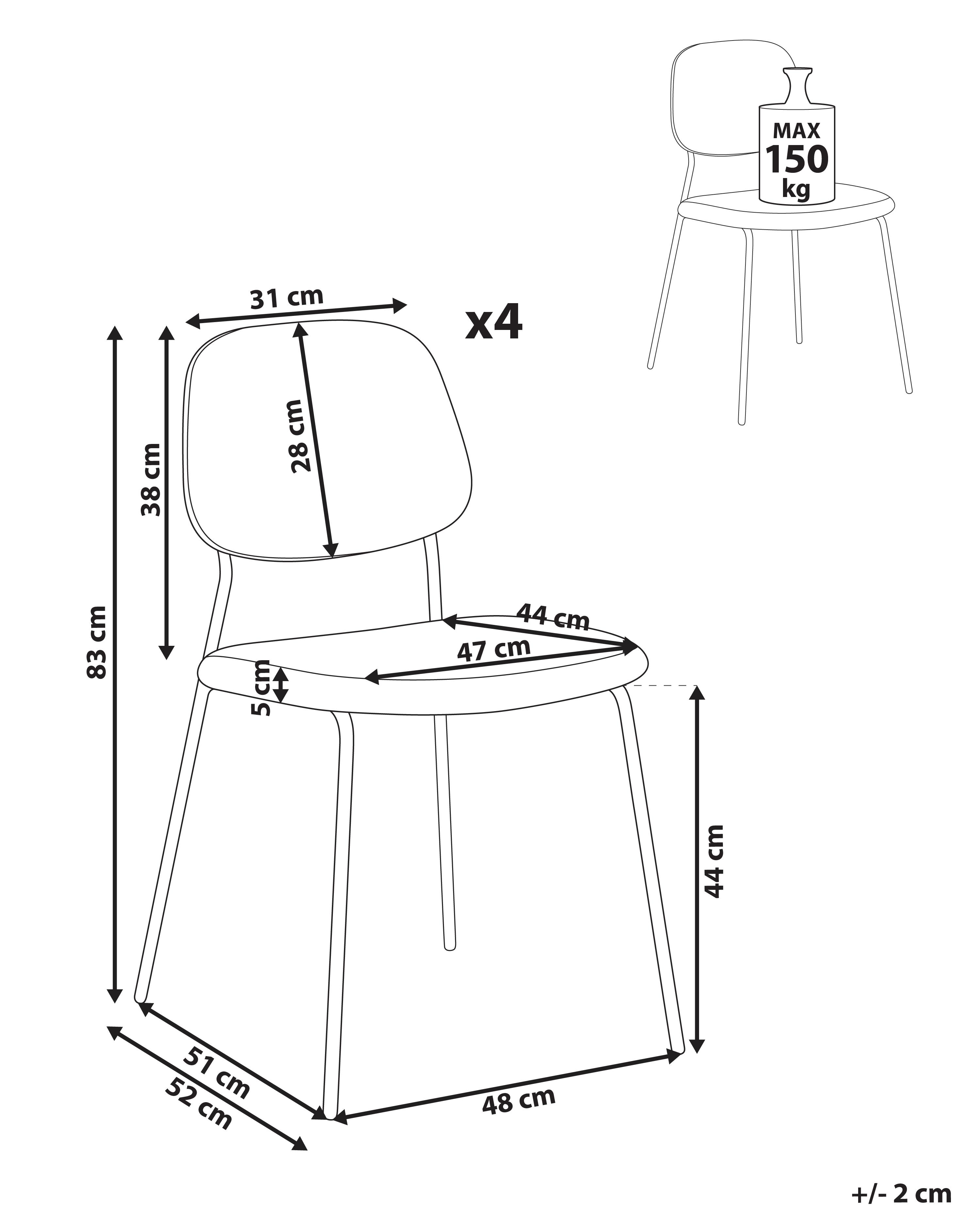 Set van 4 eetkamerstoelen RILEY Stof Grijs