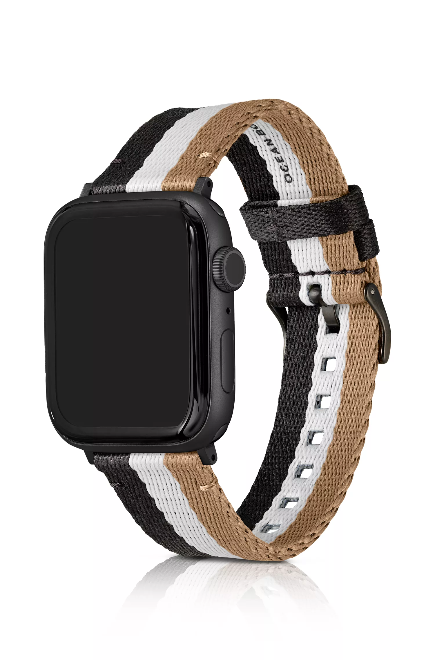 Pulseira BOSS laranja com listras exclusivas para Apple Watch