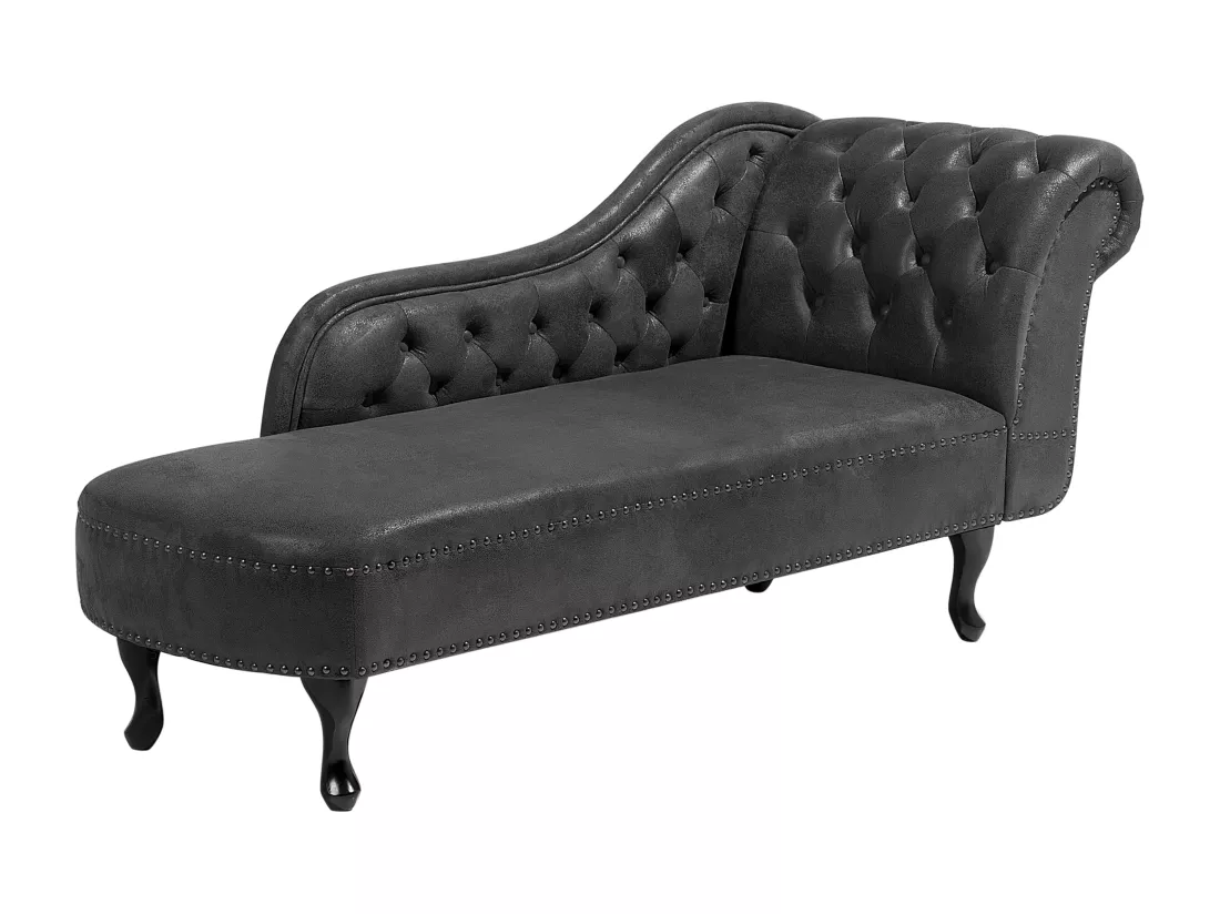 Méridienne Chesterfield grise côté droit NIMES