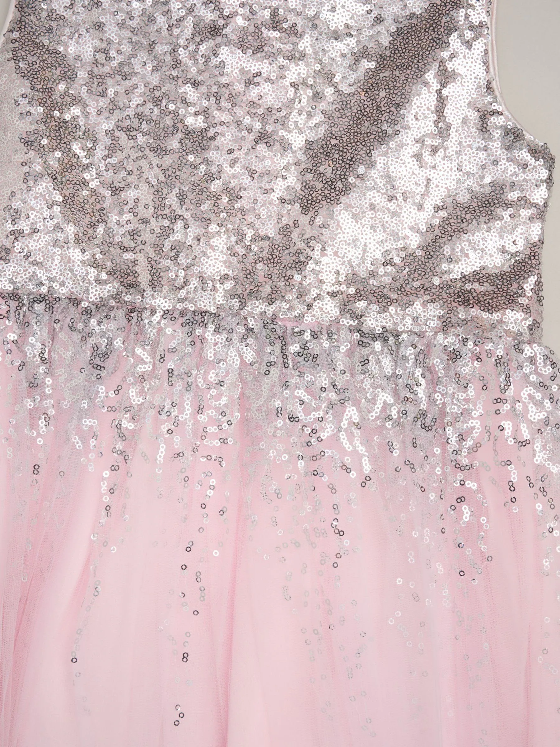 Miss Light Pink Waterfall Sequin Dress and Faux Fur Bolero Set