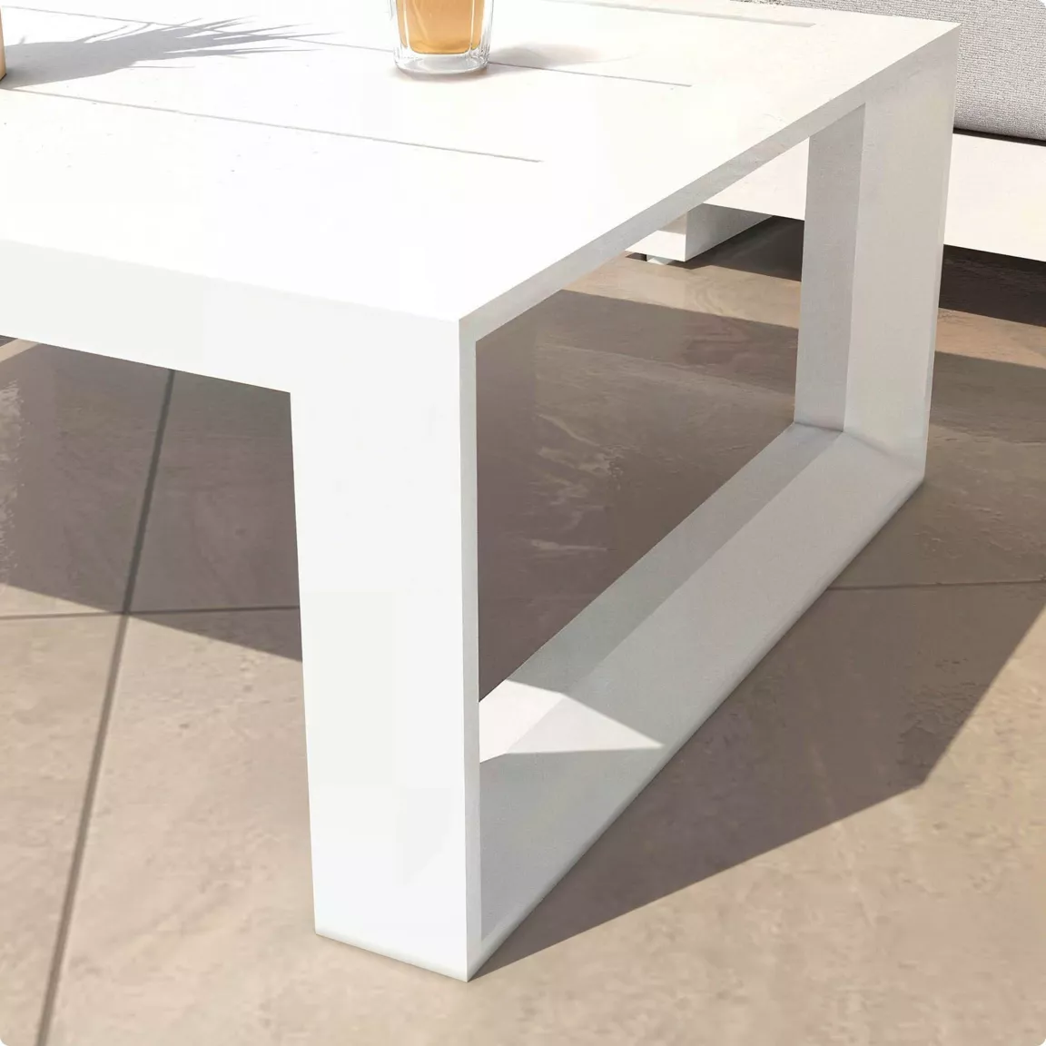 Salon de jardin d'angle aluminium 10 places Elba Blanc et taupe