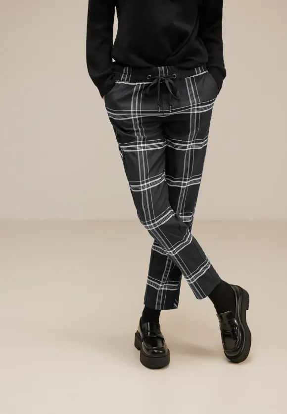 Loose Fit Karohose - Black