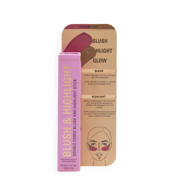 Revolution - Blush and Highlighter Stick Duo - Flushing Pink