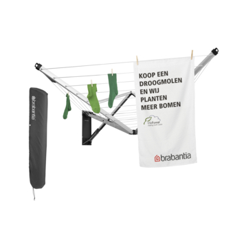 Brabantia WallFix Wanddroogrek - met Beschermhoes - 24 m - Metallic Grey