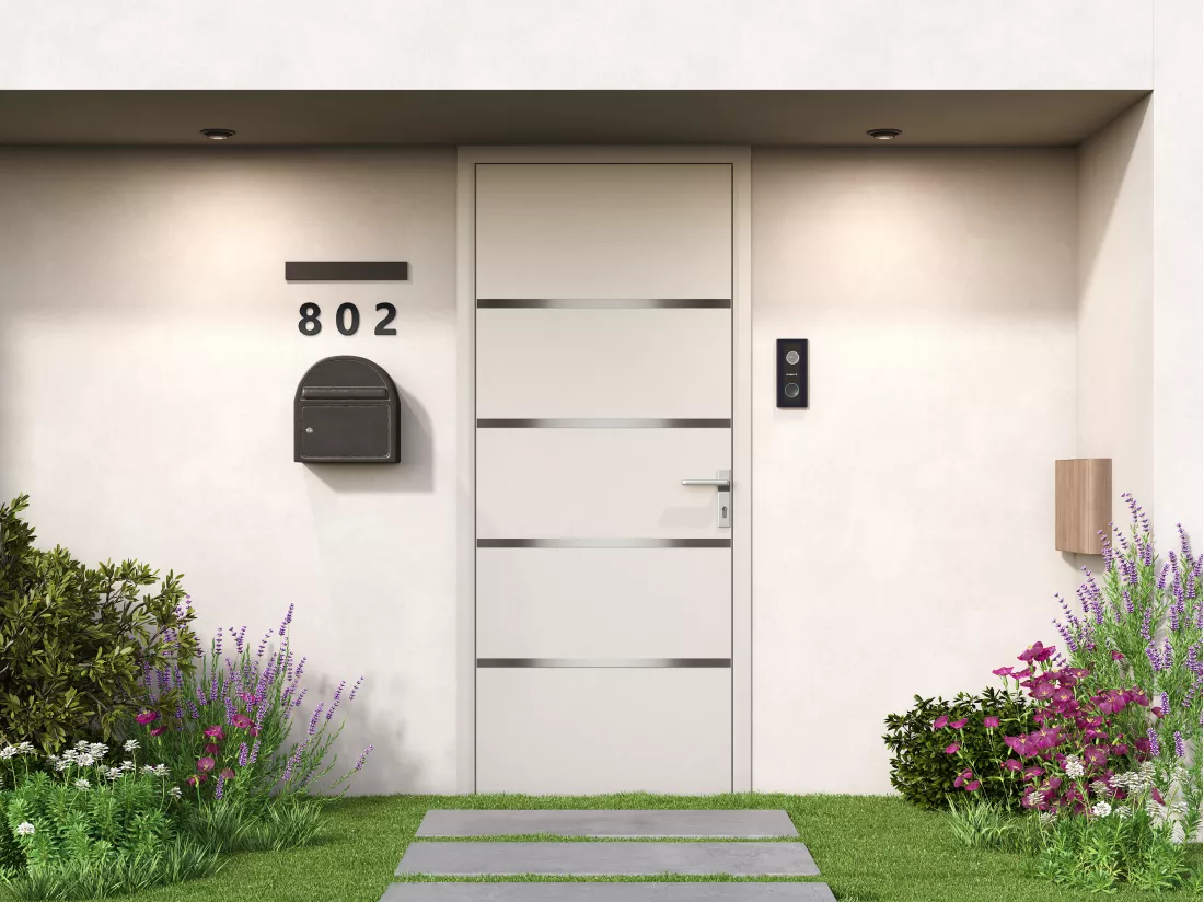 Porte d'entrée en aluminium H218 x L96 cm blanc - poussant gauche - ISALINA