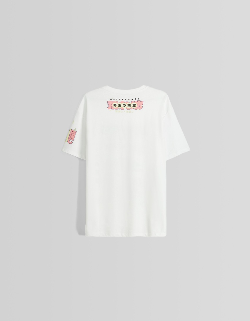 Camiseta de manga curta com estampa e modelagem quadrada