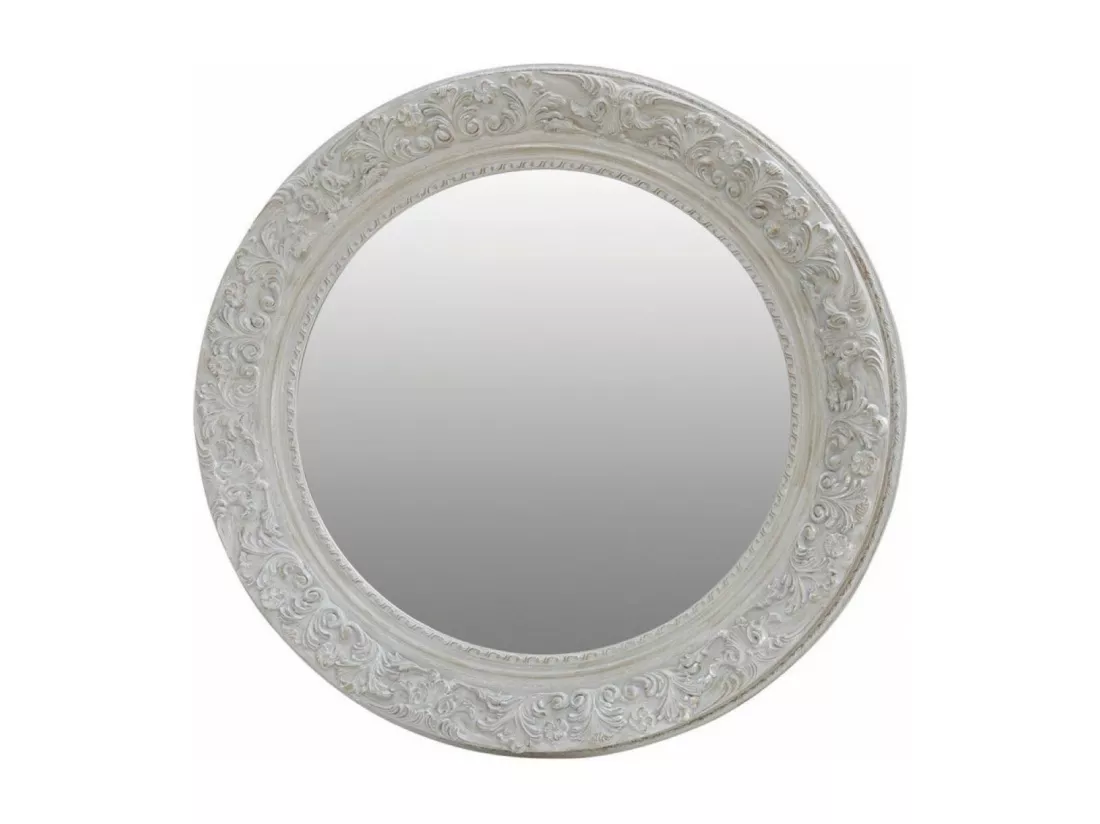 Miroir rond en bois d120 Bois Blanc - Chic Interior's