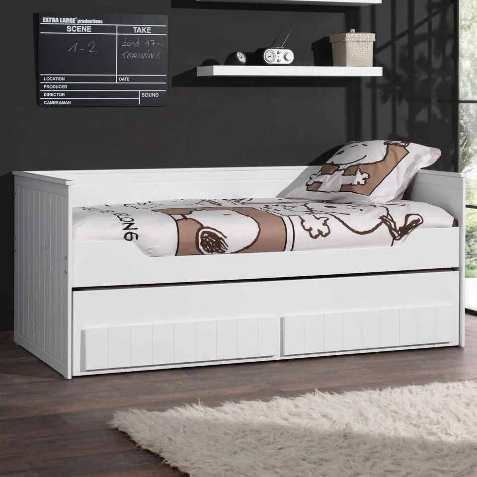 Bedbank Robin 90x200cm met onderschuifbed - wit