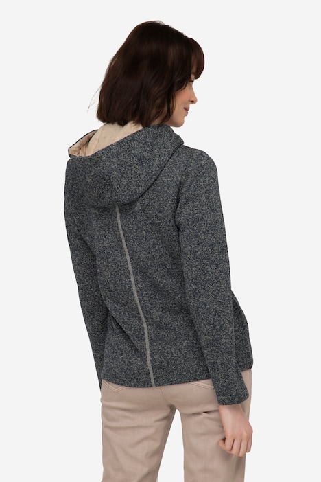Strickfleece-Jacke, Kapuze, Zipptaschen