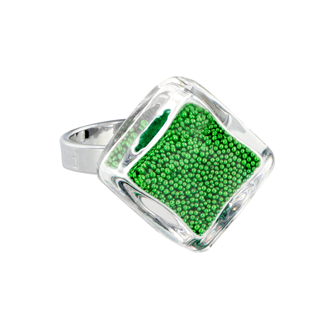 Bague en verre soufflée - Losange Nano Billes