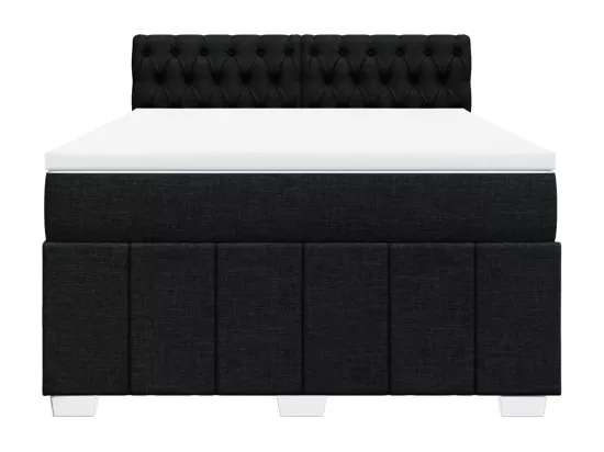 Sommier à lattes de lit avec matelas Noir 140x190 cm Tissu